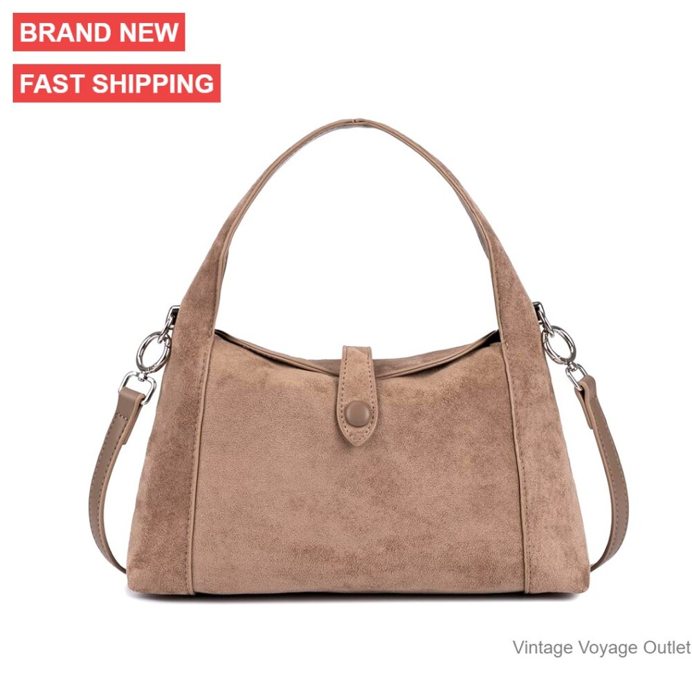 Suede Hobo Bag in Taupe